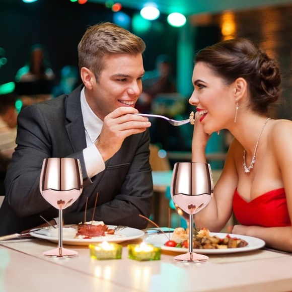 VERISA Rose Gold 18oz Unbreakable Steel Wine Glasses/Goblet | Set of 2 | NEW🩷🍷 - Picture 2 of 10